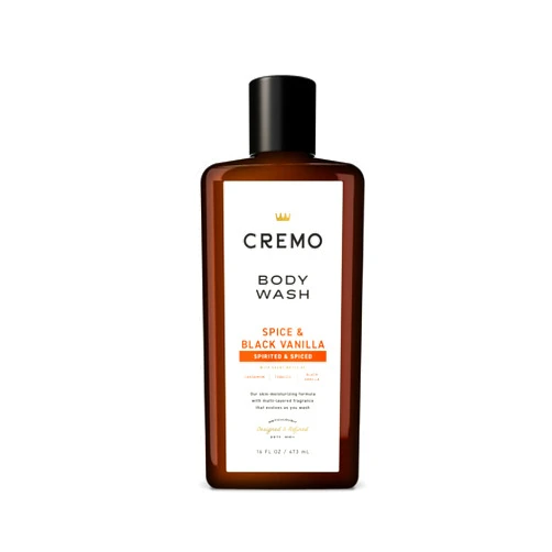 Cremo Body Wash Men, Notes of Cardamom and Black Vanilla, Rich-Lathering Spice & Black Vanilla, 16 Fl Oz