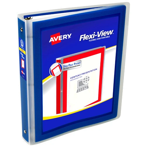 Avery Flexi-View 3 Ring Binder, 1.5 Inch Round Rings, 1 Navy Blue Binder (17638)