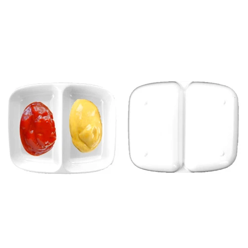 Z Moments Melamine 2-Compartment Divided Spicy Soy Sauce Dishes Mustard Wasabi Sashimi Plastic Dipping Plates,2-13/16