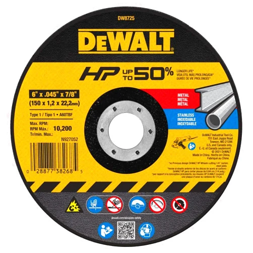 DEWALT Cutting Wheel 6 in. x .040 in. x 7/8 in., Abrasive Blade, A60 Medium Grit (DW8725)
