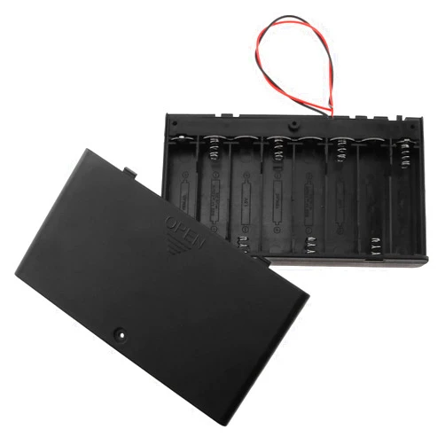 E-outstanding 12V Battery Holder 8X 1.5V AA Battery Storage Case Black Box with ON/Off Switch and Wire Leads