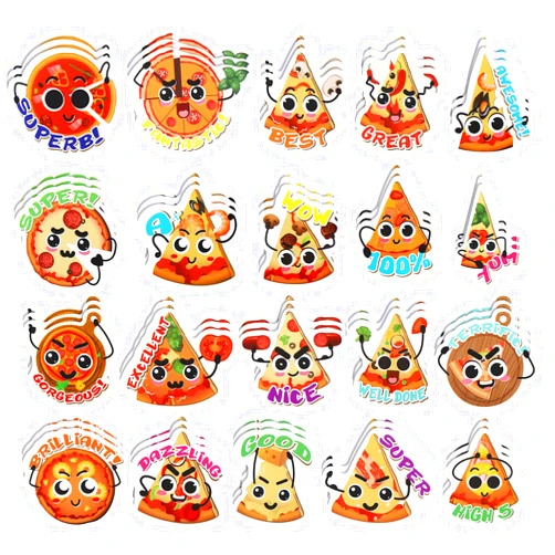 Jetec 300 Pcs Scratch and Sniff Stickers Pizza Scented Motivational Sticker Assorted Pizza Sticker Reward Sticker Cute Incentive Sticker for Kid Student School Teacher, 20 Styles