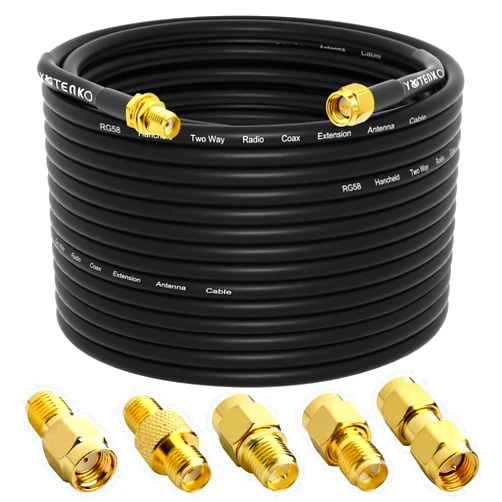 YOTENKO SMA Antenna Extension Cable 65.6FT + 5PCS SMA RF Coax Connector Kit,SMA Male to SMA Female RG58 Coaxial Cable Low-Loss for 3G 4G LTE Router ADS-B SDR USB Dongle Receiver Wire (Not for TV)