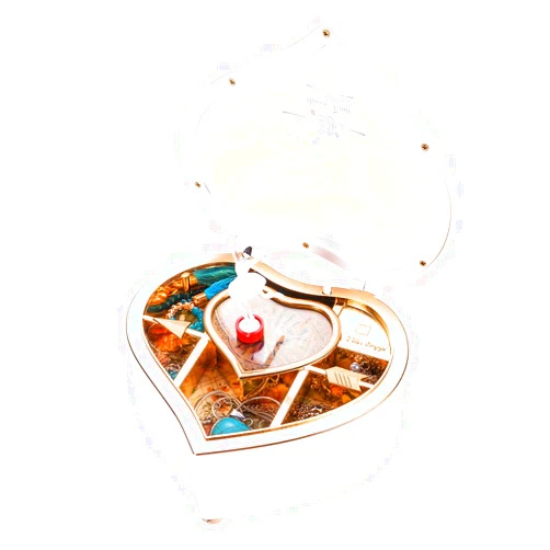 SPETYORT Ballerina Musical Jewelry Box Rotating Dance Girl Heart Shaped Jewelry Storage Case Music Box Gift (White)