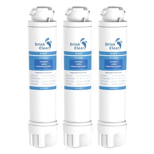 DRINKCLEAR Compatible with Frigidaire EPTWFU01, Pure Source Ultra II, EWF02, Pack of 3 (Packaging May Vary)