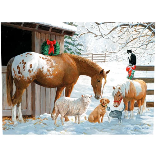 Cobble Hill Puzzle Company Ltd. Cobble Hill Family Piece's 350 Puzzle - Winter Barnyard - Sample Poster Included