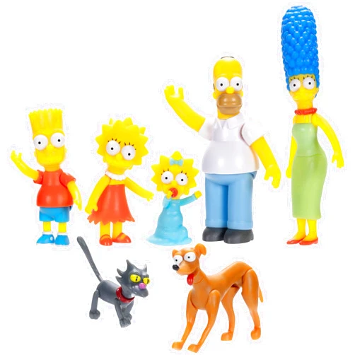 JAKKS Pacific The Simpsons Action Figures Family Multi-Pack 2.5” Scale Figures, Includes Homer, Marge, Bart, Lisa, Maggie, Santa’s Little Helper, and Snowball II