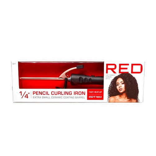 Red by Kiss 1/4 Inch Thin Curling Iron, Pencil Curling Iron, Extra Small Ceramic Coating Barrel, Skinny Curling Iron Wand for Long & Short Hair