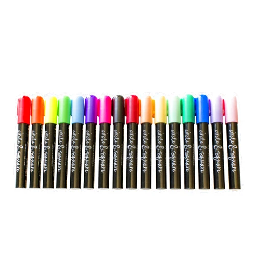 Circle and Square Decor Deluxe Chalk Marker Set | 16 pens | 6mm Reversible tip (Chisel or Round) Active Restock Requests: 0 (16 Colors w/ 1 Black Chalk Pen)