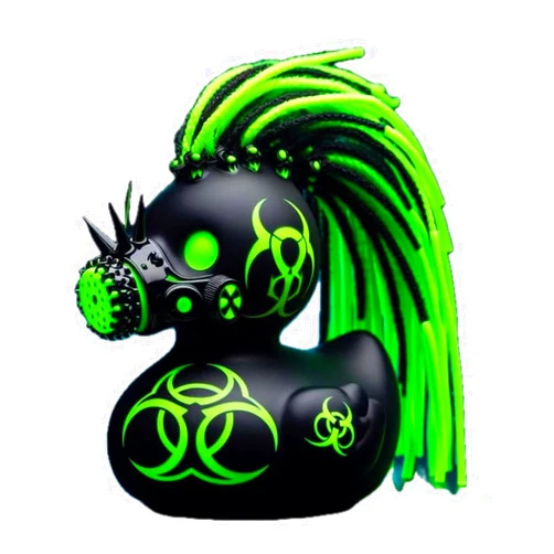CYSNATU Goth Cyberpunk Resin Duck Statue, Cool Dark Satanic Gothic Ornaments Home Bedroom Décor (Biochemical Duck)