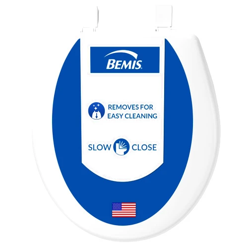 Bemis 730SLEC Slow Close Toilet Seat, Easy Clean Hinges and Durable Plastic Seat, Made in USA, Round, White