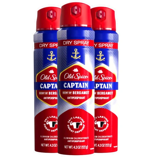 Old Spice Men's Antiperspirant & Deodorant Invisible Dry Spray Ultimate Captain, 24/7 Odor Protection, 4.3oz (Pack of 3)