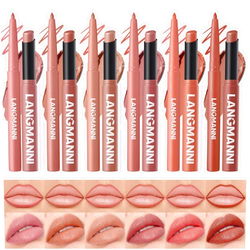 BestLand 12Pcs Matte Lipstick + Lip Liner Pens Lip Combo Sets, Creamy Matte Lip Makeup Kit Long-Lasting Waterproof, Smudge-Proof Highly Pigmented Formula, Neutral & Nude Shades Makeup Set (Everyday Nudes Set)