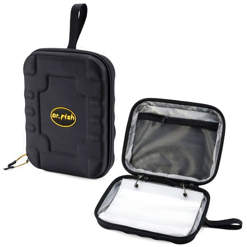Dr.Fish Soft Bait Binder Organizer, Lure Hard Cover Fishing Tackle Storage Binders, Organized Bag with 8 Waterproof PVC Pockets for Worm Snell Rigs Jigs Baits Wrap Wallet