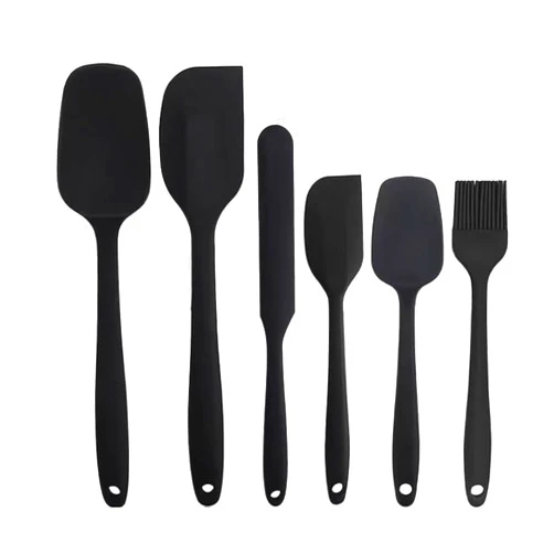 Neheewin Spatula Kitchen Utensils - 6 Pieces Silicone Spatula Set Heat Resistant, Cooking Utensils Food Grade Rubber Spatulas for Nonstick Cookware Kitchen Baking (Black)