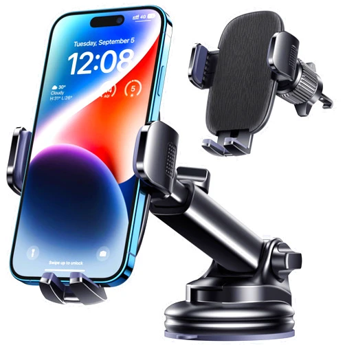 Qifutan Dash Mounted Phone Holders for Your Car Dash Phone Mount for Car Dashboard Air Vent Multi-Mount 3 in 1 Vehicle Windshield Holder Compatible Multi-Device Clip