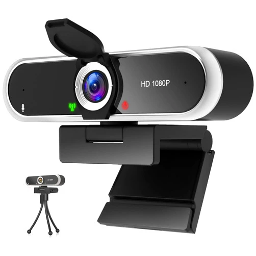 LUMCAI Webcam 1080P with Microphone and Webcam Cover Plug and Play with Auto Light Correction for Laptop PC Desktop for Live Streaming Video Call Conference Online Lessons Game