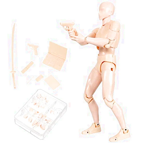 AXITWXIT Action Figures Body-Kun DX & Body-Chan DX PVC Figure Model Drawing for S H Figuarts with Box for Artists (Skin Color, Male)