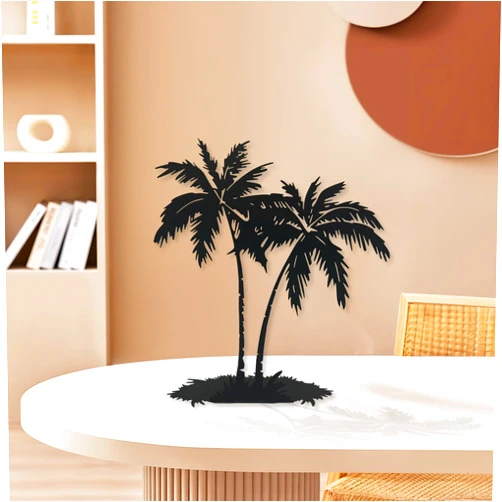 DASIMAT Metal Table Top Palm Tree, Tropical Tabletop Decor, Palm Tree Centerpieces for Tables, Coastal Table Decor, Beach Decorations for Home, Modern Artwork for Living Room