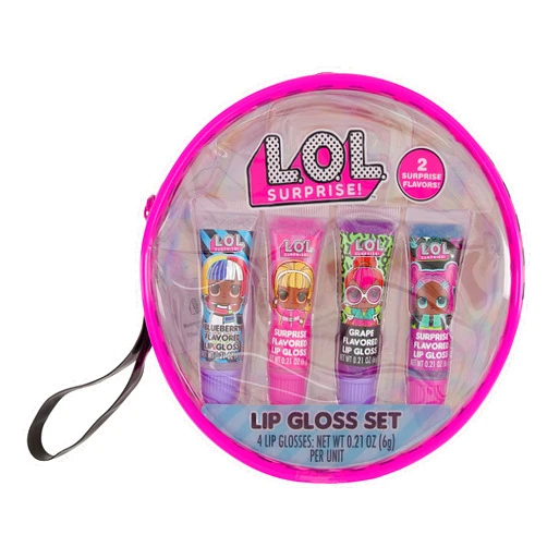 Taste Beauty L.O.L. Surprise! Flavored Lip Gloss and Wristlet Case, 4 Pack