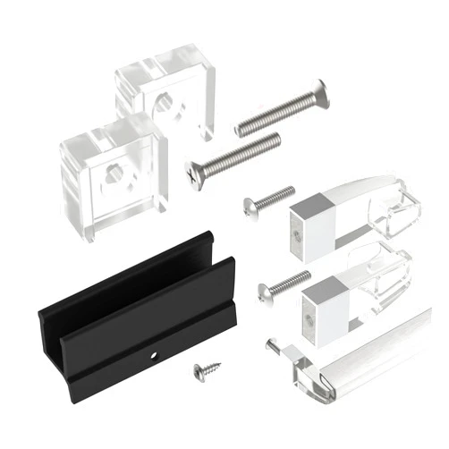 Shuisen Framed Sliding Shower Door Replacement Parts Compatible with Basco Alumax Shower Doors - Includes Finger Pull Handle, Towel Bar Bracket and Bottom Track for Showerdoor
