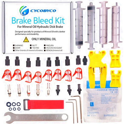 CYCOBYCO Mineral Oil Bicycle Hydraulic Disc Brake Bleed Kit For All Series Shimano/Magura/Tektro/ZOOM/CSC/ECHO/GIANT / HS33 / NUTT Cycling (Genaral kit)