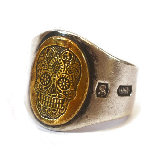 Studio S71 Sugar skull carved vintage style ring, inspired by animation COCO
