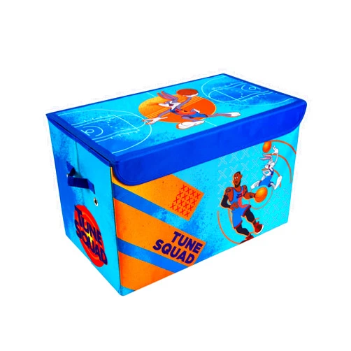 Ukonic Space Jam: A New Legacy Tune Squad Collapsible Storage Bin Organizer with Lid | Fabric Basket Container with Handles, Cubby Closet Organizer | Sports Basketball Gifts And Collectibles