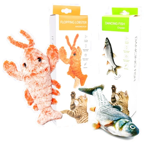 AmazinglyCat Dancing Fish Cat Toy + The Flopping Lobster (Bundle)