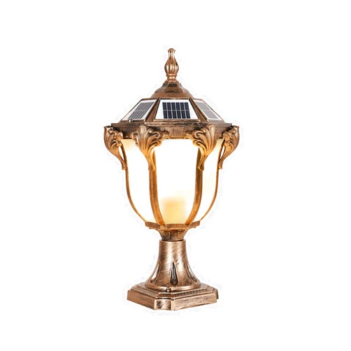 Wylolik Traditional Vintage Solar Pillar Lamp, Die-Cast Aluminum Glass Column Headlight Household Waterproof Outdoor Post Lantern Creative Dustproof Energy Saving Courtyard Villa Garden Lighting