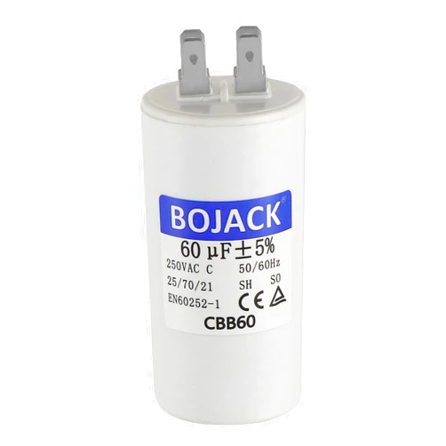 BOJACK CBB60 60uF±5% 250 Volt 50/60Hz AC Capacitor Round Run Start Capacitor with Two Sets of Inserts for AC Motor Run Condenser Straight Cool Heat Pump Pool Pump or Air Conditioner