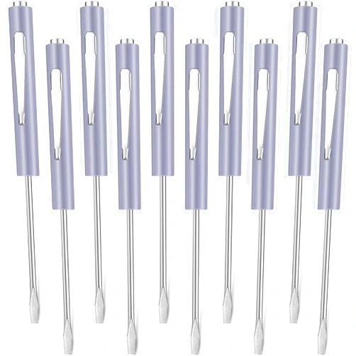 Honoson 10 Pieces Pocket Screwdriver Mini Tops and Pocket Clips Magnetic Slotted Small Screw Driver with a Single Blade Head for Mechanical, Electrician(Gray)