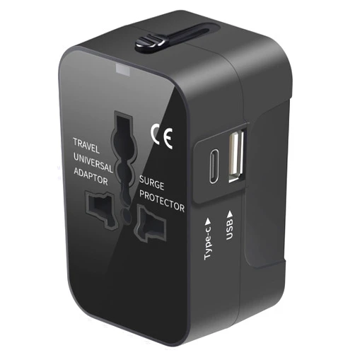 MINGTONG Travel Adapter, Worldwide All in One Universal Travel Adaptor AC Power Plug Adapter Wall Charger with USB-C and USB-A Charging Ports for USA EU UK AUS Black