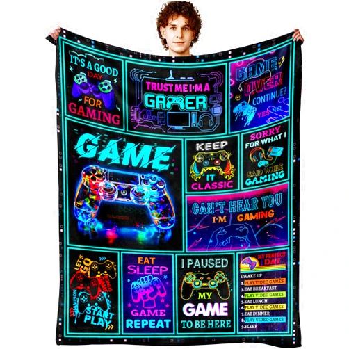 Wikhu Gamer Blanket Ultra Soft Flannel Gaming Throw Blankets Gamer Lovers Merch Stuff Gifts for Gamers Men Boys 50