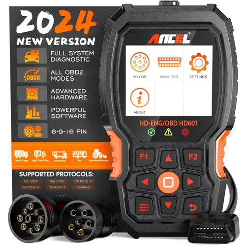 ANCEL Heavy Duty Truck Scanner HD601 All System Diesel Diagnostic Scan Tool fits for Cummins, Detroit, Freightliner, International, Paccar, Check Engine for Truck & Car 2 in 1 Code Reader