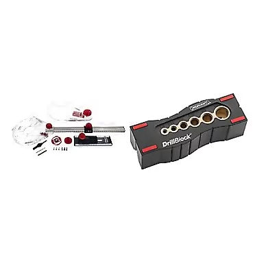 Milescraft 1219 Circle Guide Kit- Router Circle Cutter Jig, Black & 1312 DrillBlock- Handheld Drill Guide