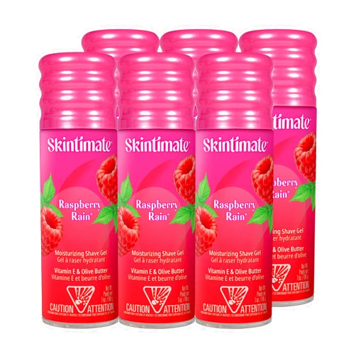 Skintimate Raspberry Rain Shave Gel for Women, 6 Pack | Skintimate Shaving Cream for Women, Womens Shaving Cream, Shave Cream, Shaving Foam, Womens Shave Gel, Pack of 6, 7oz each