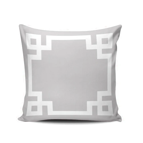 SALLEING Custom Fashion Home Decor Pillowcase Gray and White Greek Key Border Euro Square Throw Pillow Cover Cushion Case 26x26 Inches One Sided Print