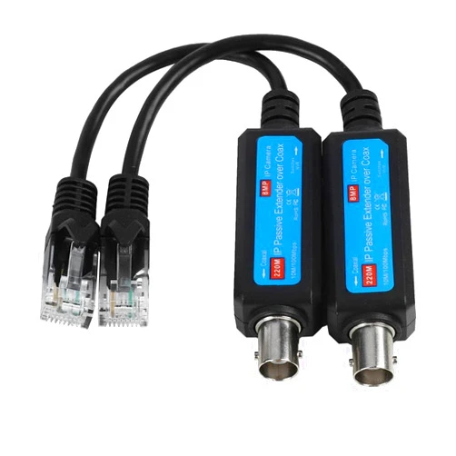 HKBTM IP Network Coaxial Transmitter Receiver Extender Safe Transmission Cables for IP NVR Camera?? 1 Pair 10/100Mbps IP to Coaxial (5 Pair)