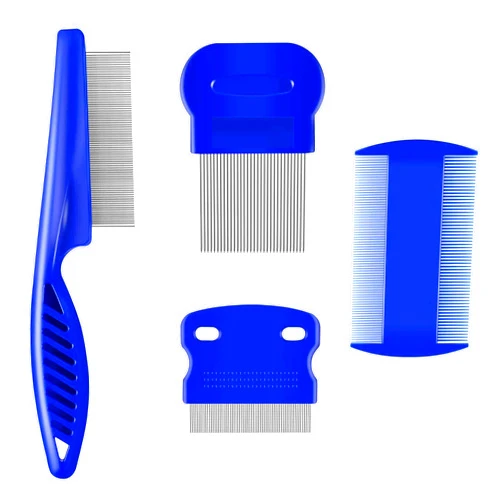 BRILLIRARE 4 Pack Flea Lice Comb, Stainless Steel Dog Cat Grooming Combs with Rounded Teeth, Double Sided Professional Pet Tear Stain Remover, Dematting Tool for Small, Medium & Large Pets