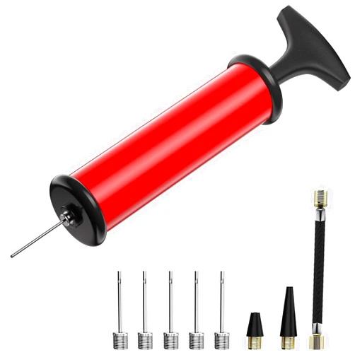 Motorenbau Ball Pump, Sports Ball Pump with 5 Needles, Nozzle, Extension Hose, Push & Pull Inflator System, Perfect for Volleyball, Basketball, Football, Soccer, Water Polo, Swim Inflatables