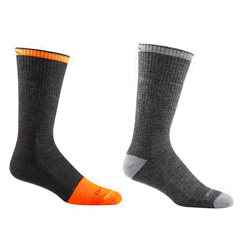 Darn Tough Vermont Darn Tough Men's Steely Boot Midweight Work Sock with Full Cushion Toe Box (Style 2006, Graphite, Large) + John Henry Boot Sock Cushion (Gravel, Large)