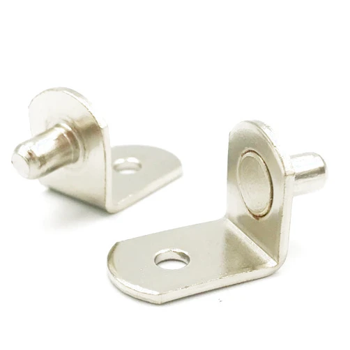 LAJIAOZ Hardware 20 Pcs 5mm L-Shaped Bracket Style Clips Shelf Support Pegs with Hole - Metal Nickel Plated Shelf Bracket Pins for Closets, Furniture, Cabinet , Bookshelf ,Kitchens Support