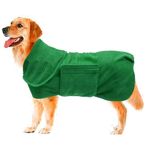 Geyecete Dog Drying Coat -Dry Fast Dog Bag - Dog Bathrobe Towel - Microfibre Fast Drying Super Absorbent Pet Dog Cat Bath Robe Towel,Luxuriously Soft-Green-S