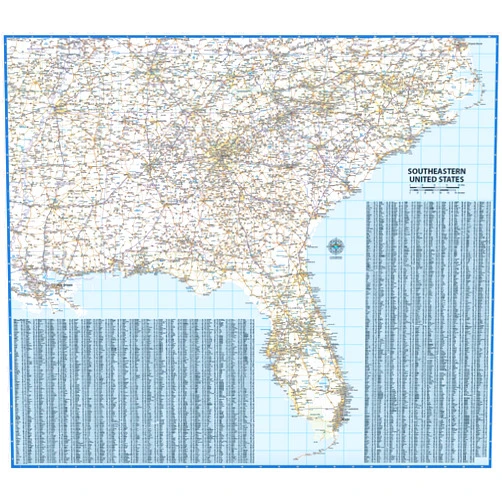 Topographics Southeast US Laminated Wall Map (42