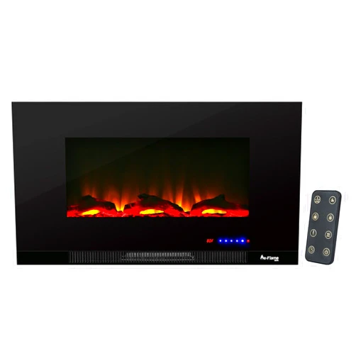 E-Flame USA Livingston 36-inch Wall Mount LED 3-D Electric Fireplace Stove with Timer and Remote - 3-D Log and Fire Effect