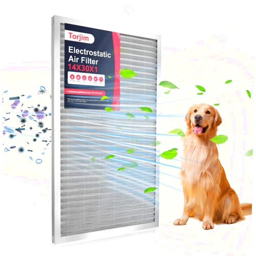 Torjim 14x30x1 MERV8 Washable Electrostatic Air Filter - AC/HVAC Furnace Filter, Permanent, Easy Install, Breathe Fresher