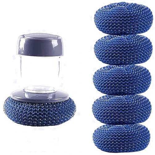 LUCKYLIGHT Soap Dispense Palm Scrub dishwashing Kitchen Scrubber Press Automatic Liquid wash Pot ，Small Dish Brush(PET)