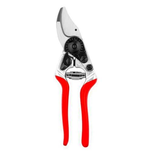 FELCO Pruning Shears (F 14) - High Performance Swiss Made One-Hand Garden Pruner with Steel Blade,Red, Silver