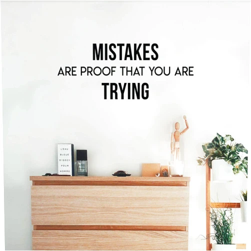YJQQ Wall Art Decal Inspirational Life Quotes - Mistakes are Proof That You are Trying -Decoration Vinyl Sticker Motivational Wall Art Decals Office Peel and Stick Wall Décor 22x13in